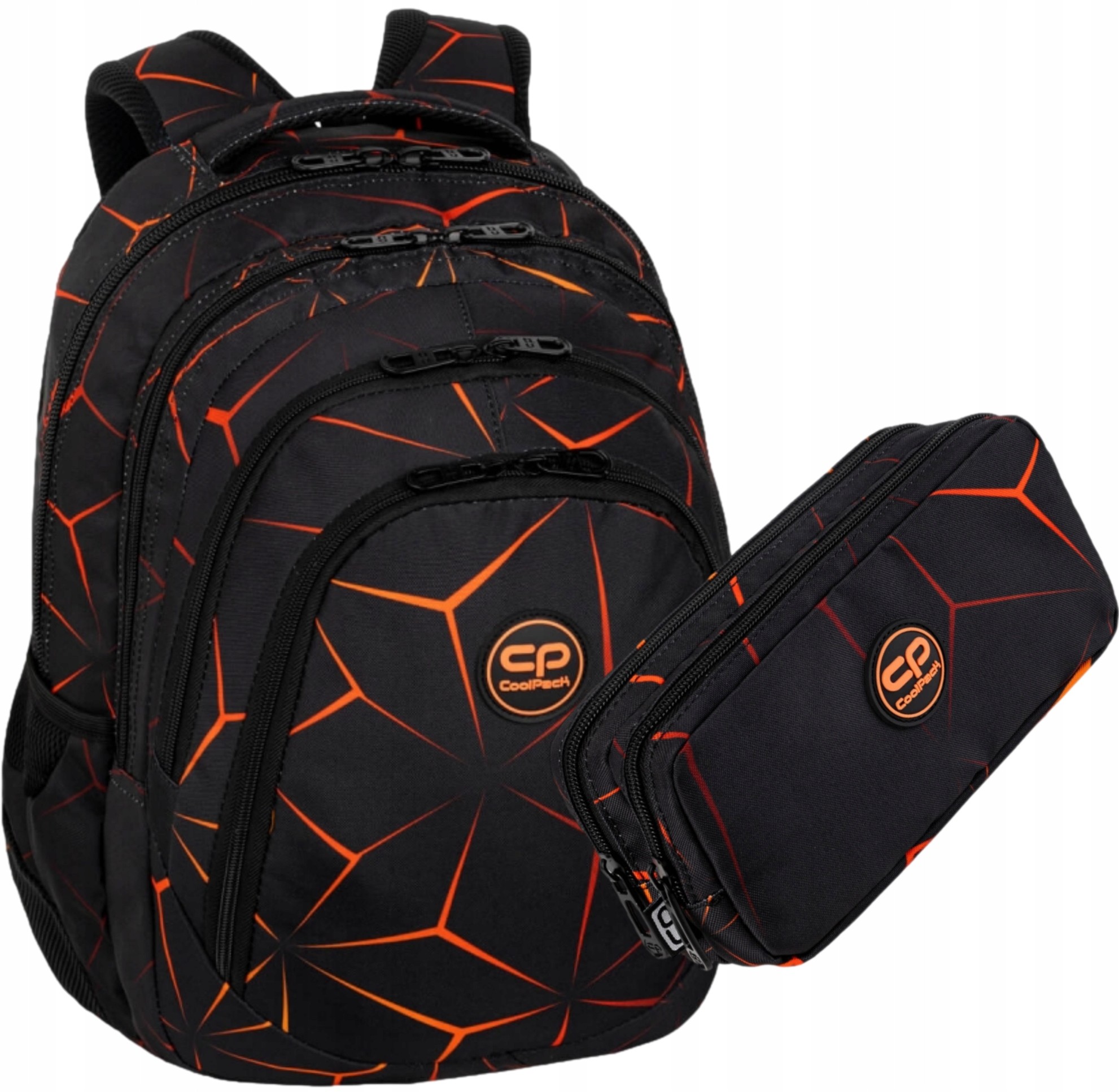 CoolPack viackomorový školský batoh, čierny, Odtiene oranžovej, Multicolor, 28 l